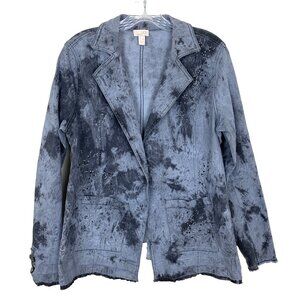 LOGO Lavish Lori Goldstein Womens 8 Denim Blazer Jacket Gray Boho Studded Edgy